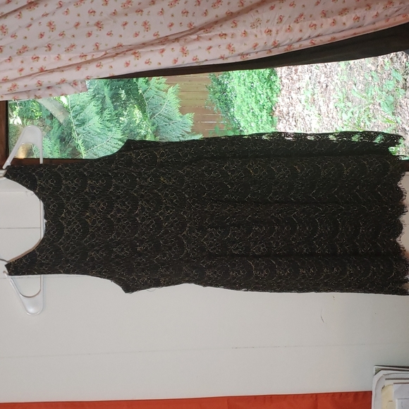 Ali Ra Black Gold Lace Minidress - Picture 1 of 5